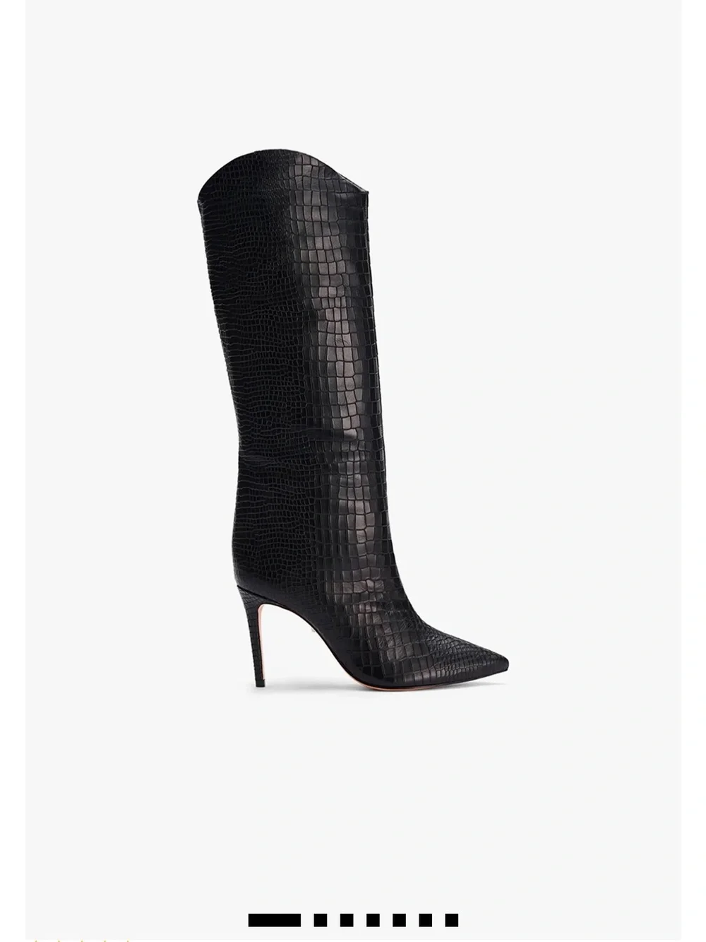 SCHUTZ Black Croc-Embossed Over-the-Knee Stiletto Boot